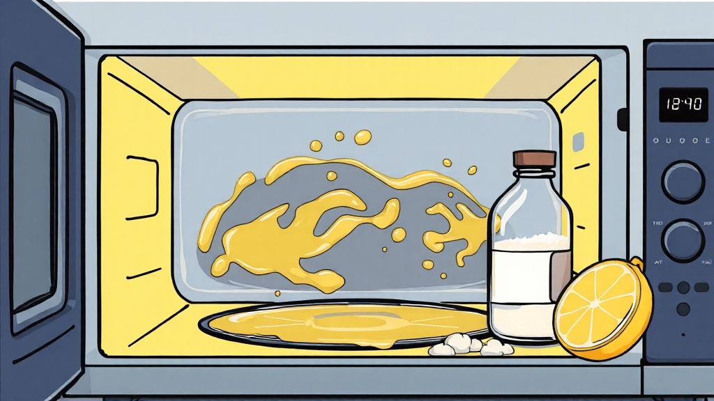 기름때 제거 핵심 원리: 유화 작용 (cartoon 스타일)