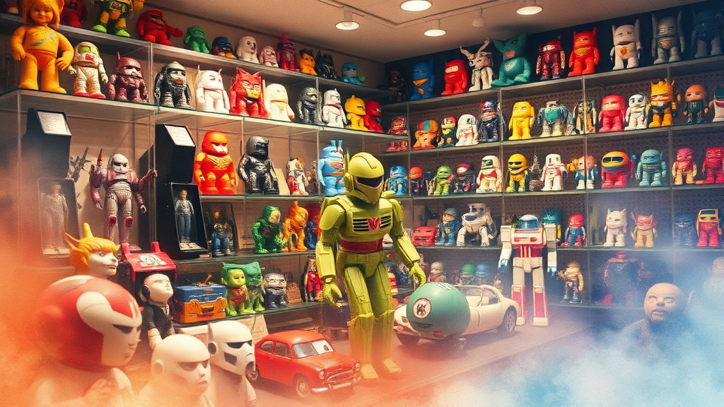 추억 소환! 90년대 장난감부터 최신 피규어까지 (watercolor 스타일)