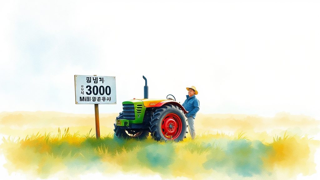 귀농 3억 융자 개요 (watercolor 스타일)