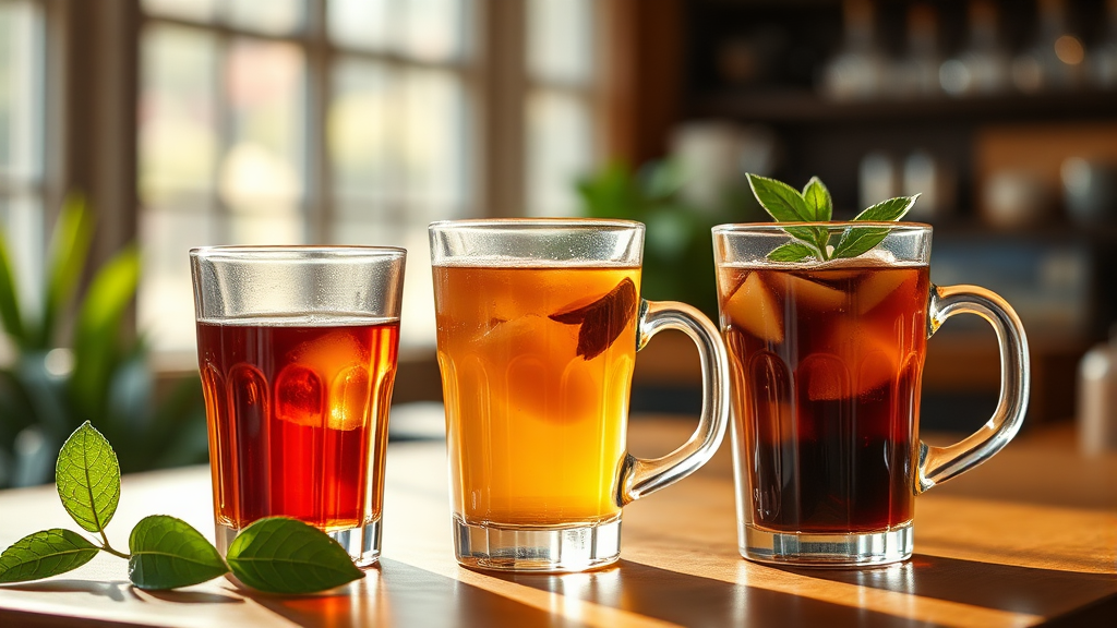 믹스커피 대신 건강한 선택: 물, 블랙커피, 그리고 더 나은 대안 (realistic 스타일)