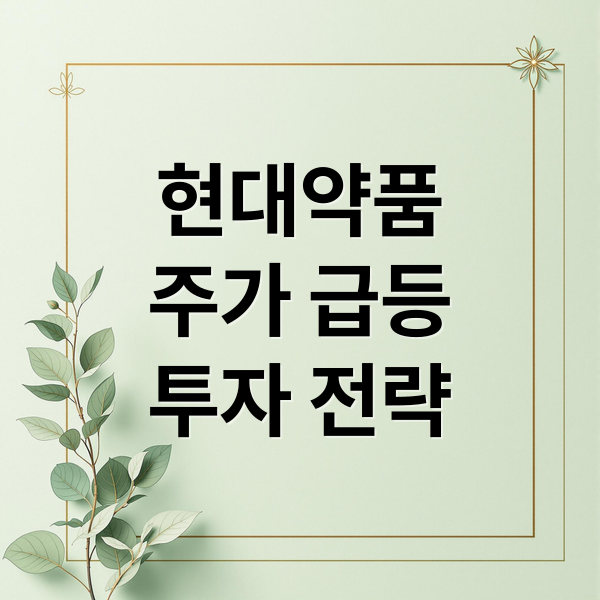 현대약품
주가 급등
투자 전략 (현대약품 주가 전망 251205)