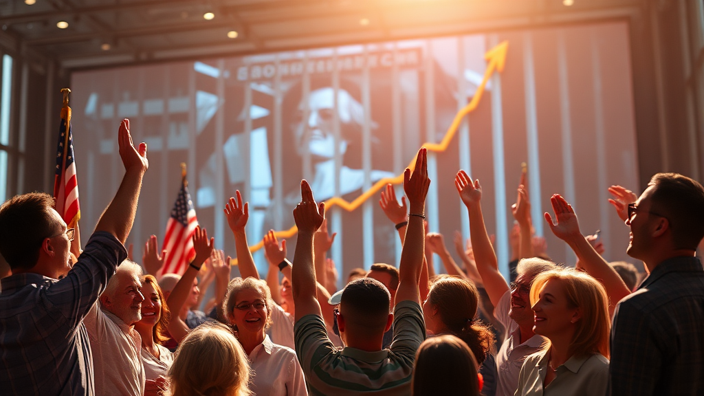 미국 경제 회복 기대감과 주식 시장 (realistic 스타일)