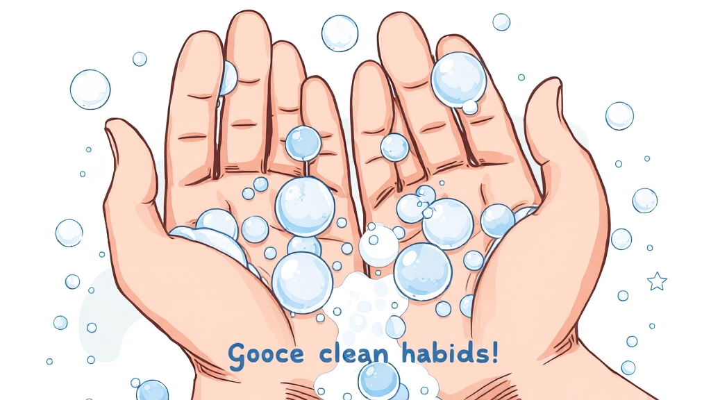 철저한 개인 위생 관리 (illustration 스타일)