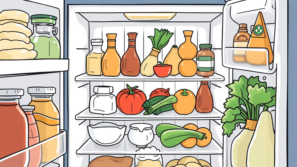 식품 보관 시 주의사항: 함께 보관하면 안 되는 조합 (illustration 스타일)