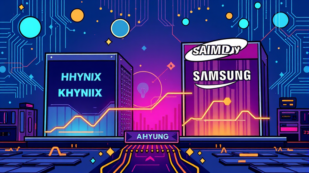 엔비디아 실적 발표: AI 반도체 시장의 미래와 투자 전략 6 주요 반도체 기업들의 경쟁 구도와 주가 전망 (cartoon 스타일)