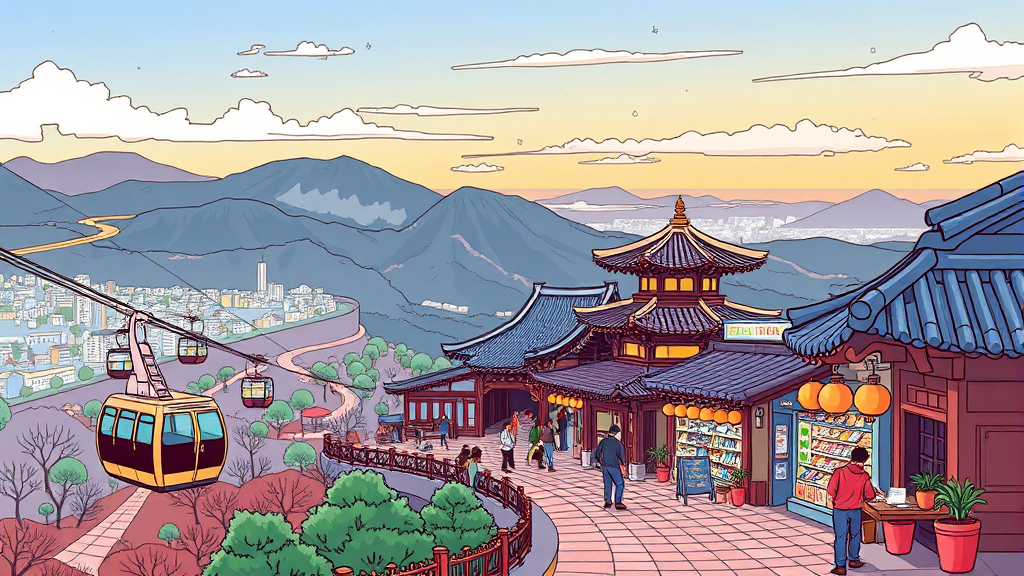 가리왕산 케이블카 주변 관광지를 소개하는 일러스트