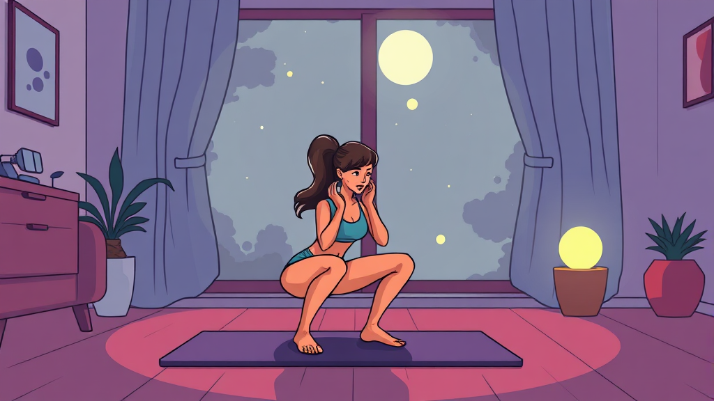 층간소음 최소화 운동 루틴 (cartoon 스타일)