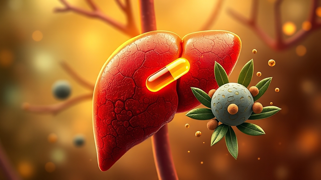 간암과 관련된 대체 요법 및 효능 (illustration 스타일)