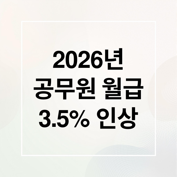 2026년
공무원 월급
3.5% 인상 (공무원 보수 인상)