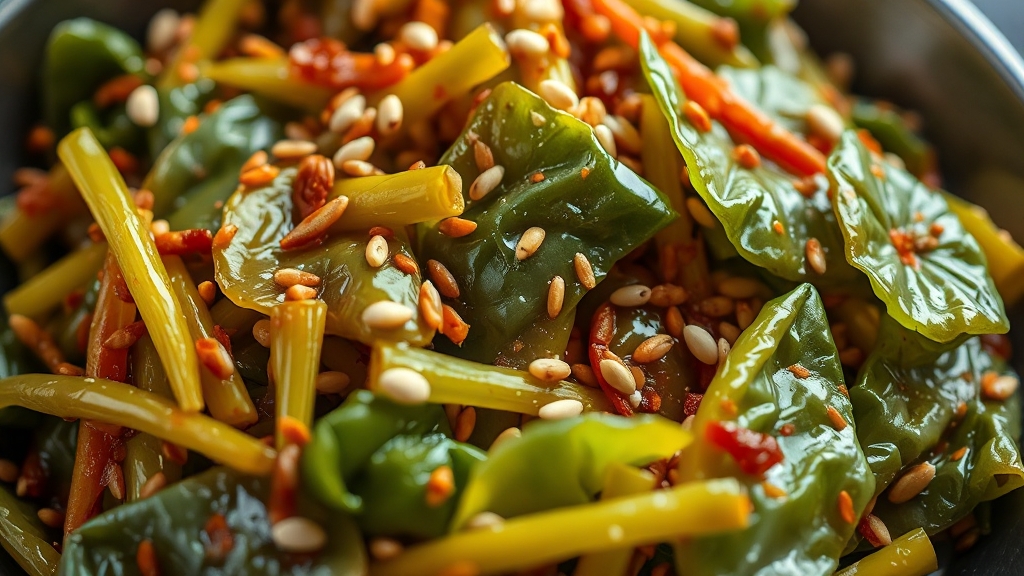 갓김치 버무리기, 맛을 완성하는 단계 (realistic 스타일)