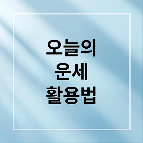 오늘의
운세
활용법 (오늘의 운세)