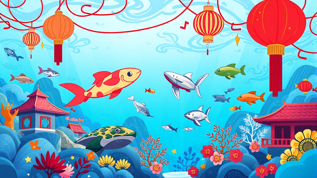 설날 맞이 롯데월드 아쿠아리움 할인 혜택 (illustration 스타일)