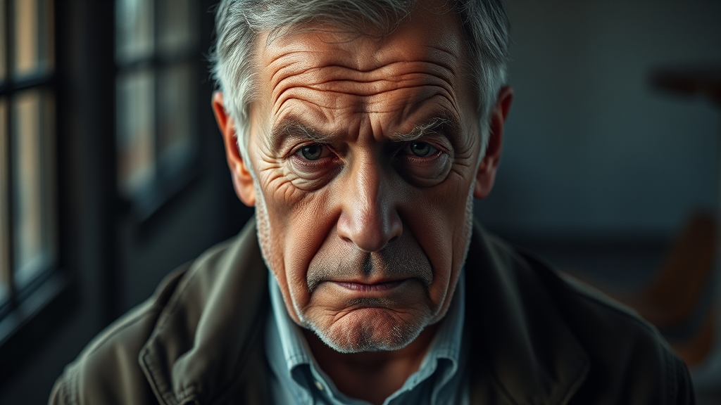 남성 갱년기 주요 증상 (realistic 스타일)