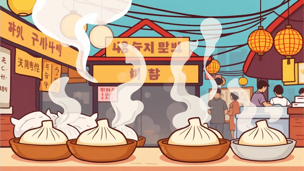 인천 만두 맛집: 작전시장, 신기시장 소개 (cartoon 스타일)