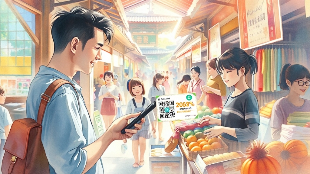 전통시장에서, 이렇게 사용하세요! (watercolor 스타일)