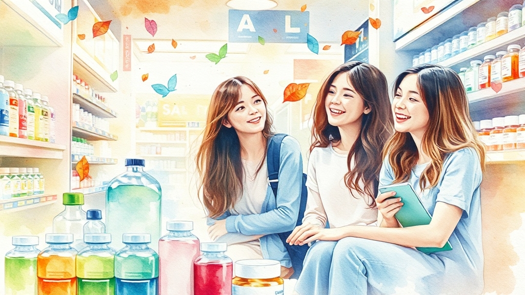 메가팩토리 약국 방문 팁 (watercolor 스타일)