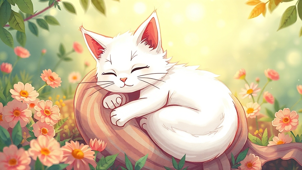 고양이 꿈, 태몽으로의 의미 (cartoon 스타일)