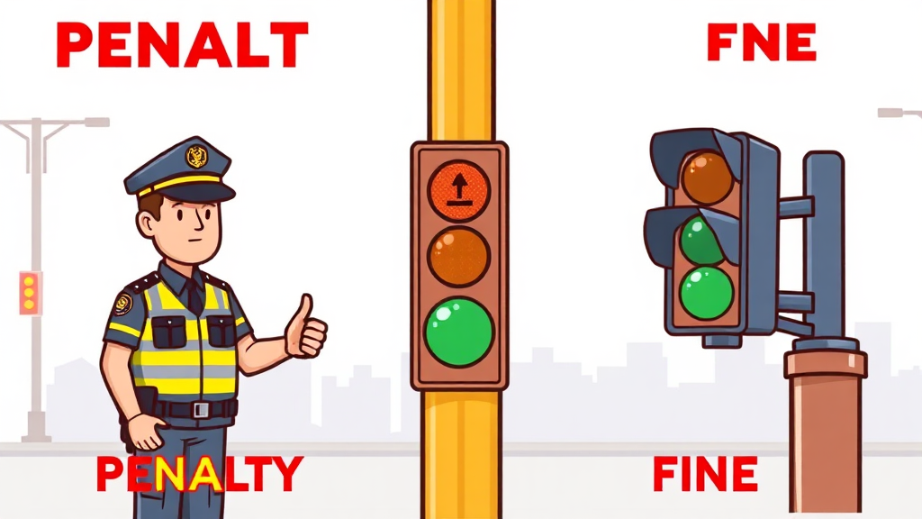 신호위반 과태료와 범칙금, 무엇이 다를까요? (cartoon 스타일)