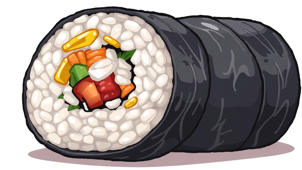 김밥 맛을 좌우하는 요소 (cartoon 스타일)