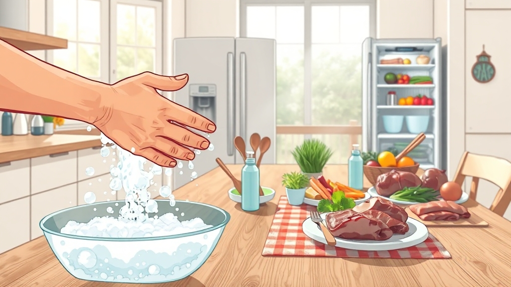 식중독 예방을 위한 생활 수칙 (illustration 스타일)