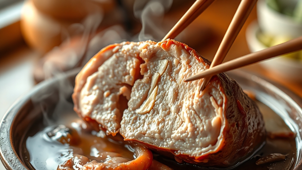 수육 익힘 정도 확인법 (realistic 스타일)