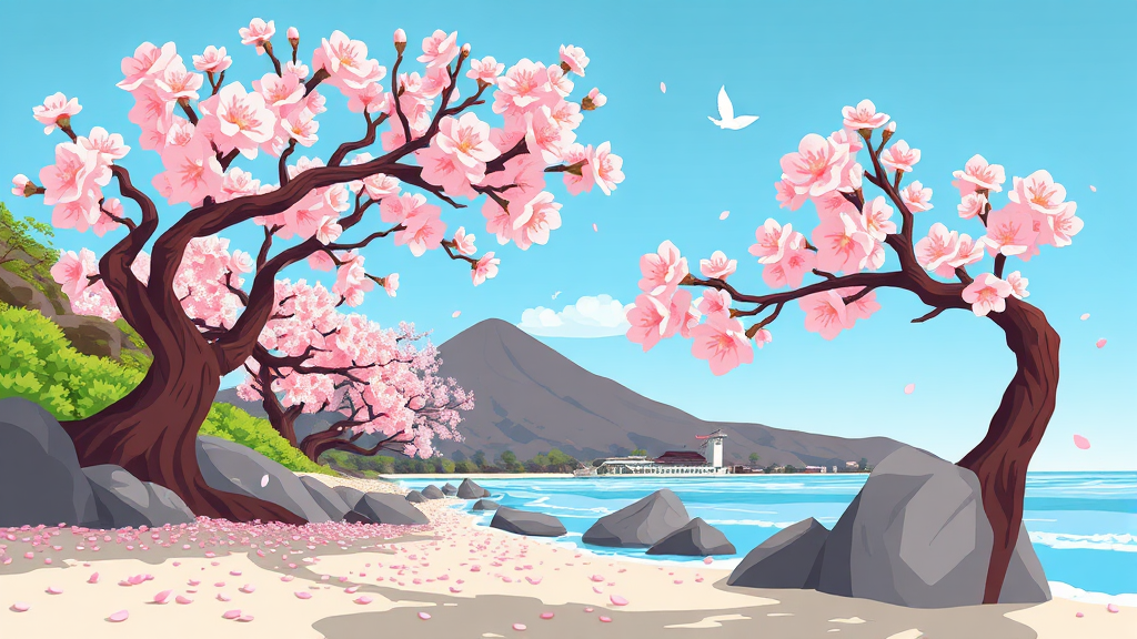 목포 벚꽃 개화 시기: 언제 가장 아름다울까? (cartoon 스타일)