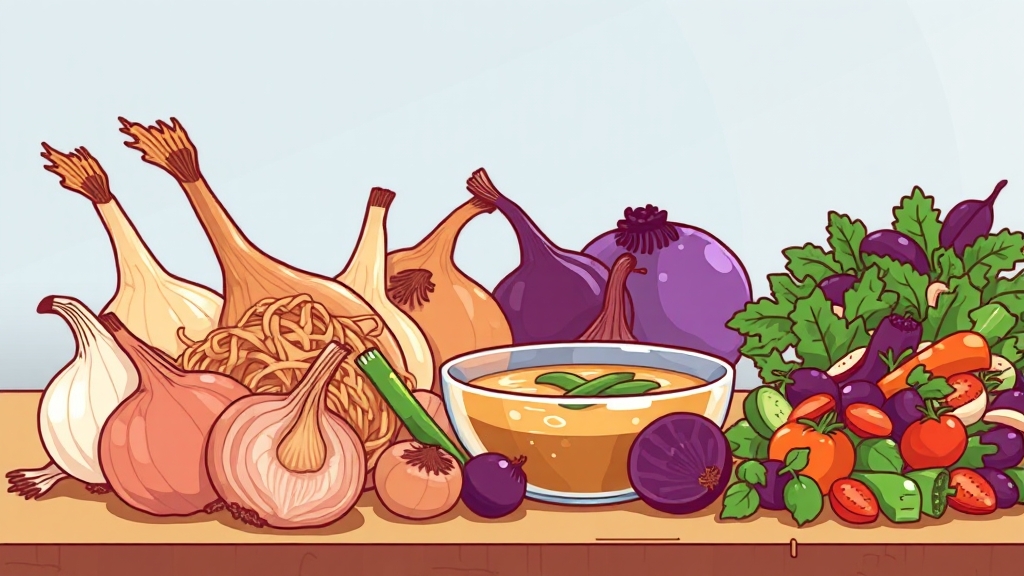 양파 보관법 및 활용 레시피 (cartoon 스타일)