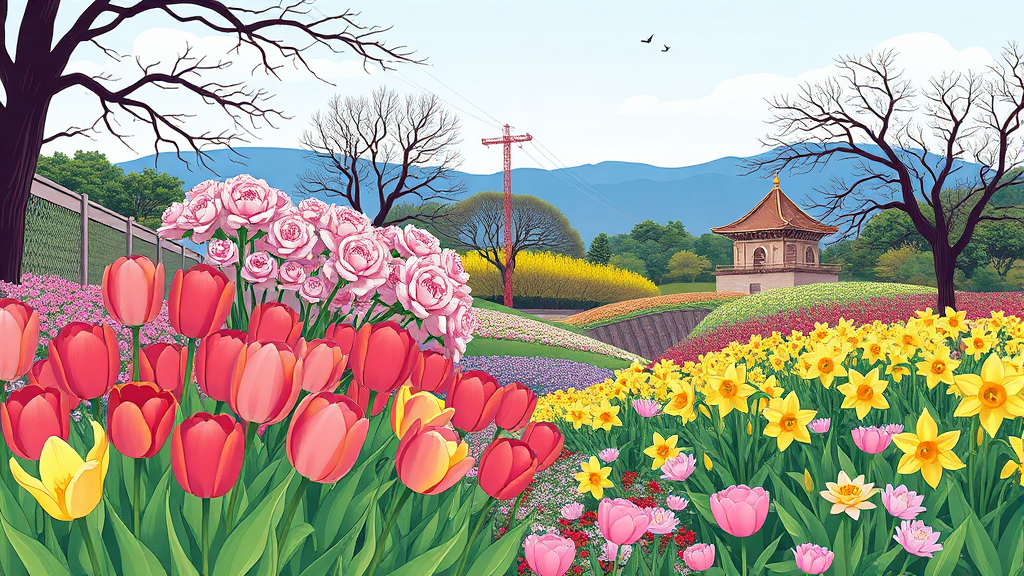 3월 충남 봄꽃 명소: 태안, 서천, 서산의 아름다운 자연 (illustration 스타일)