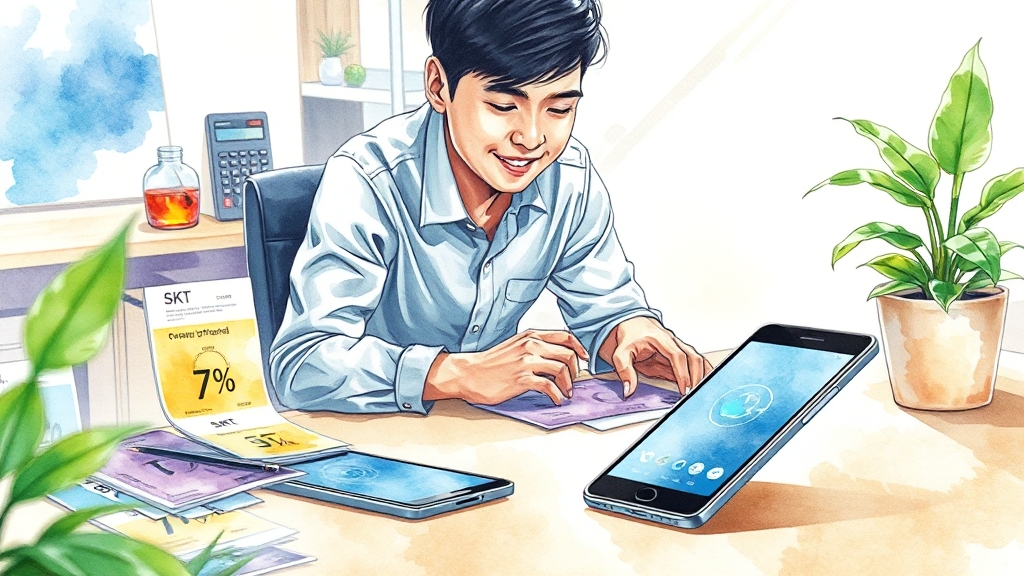 알뜰폰 이용 및 추가 혜택 (watercolor 스타일)