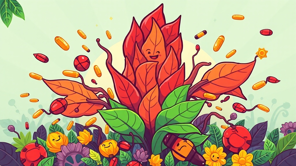 오미자의 영양 성분: 비타민C와 더불어 (cartoon 스타일)