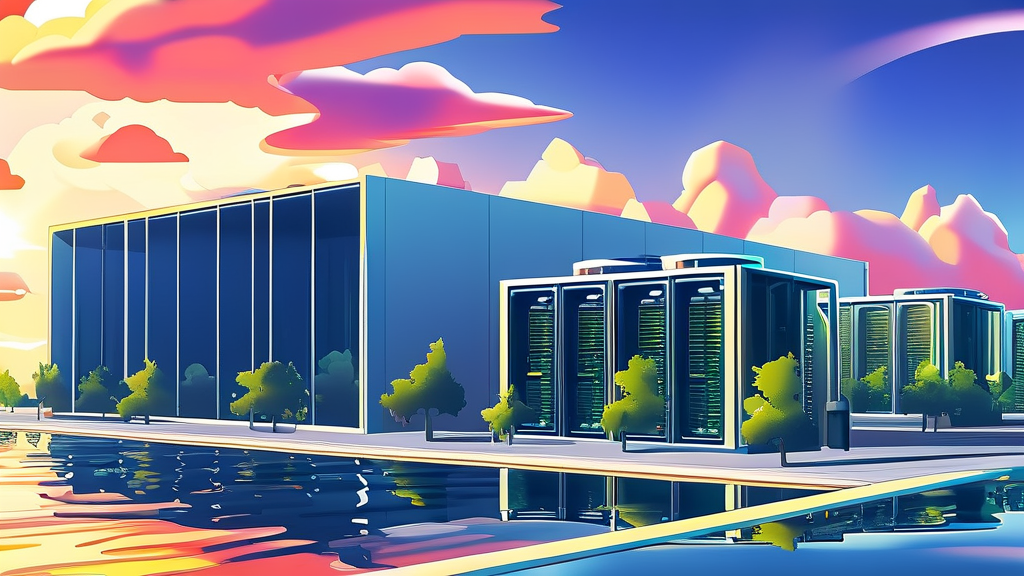 AI 반도체 발열 문제와 액침냉각의 중요성 (cartoon 스타일)