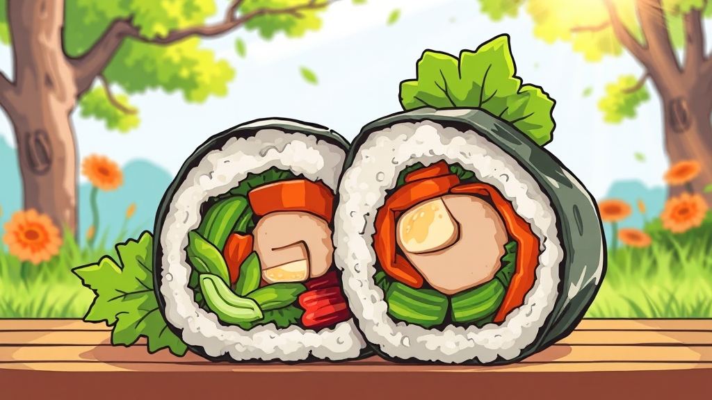 김밥 만들기, 어렵지 않아요! (cartoon 스타일)