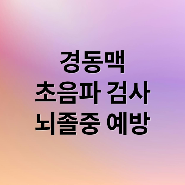 경동맥
초음파 검사
뇌졸중 예방 (경동맥 초음파 검사)