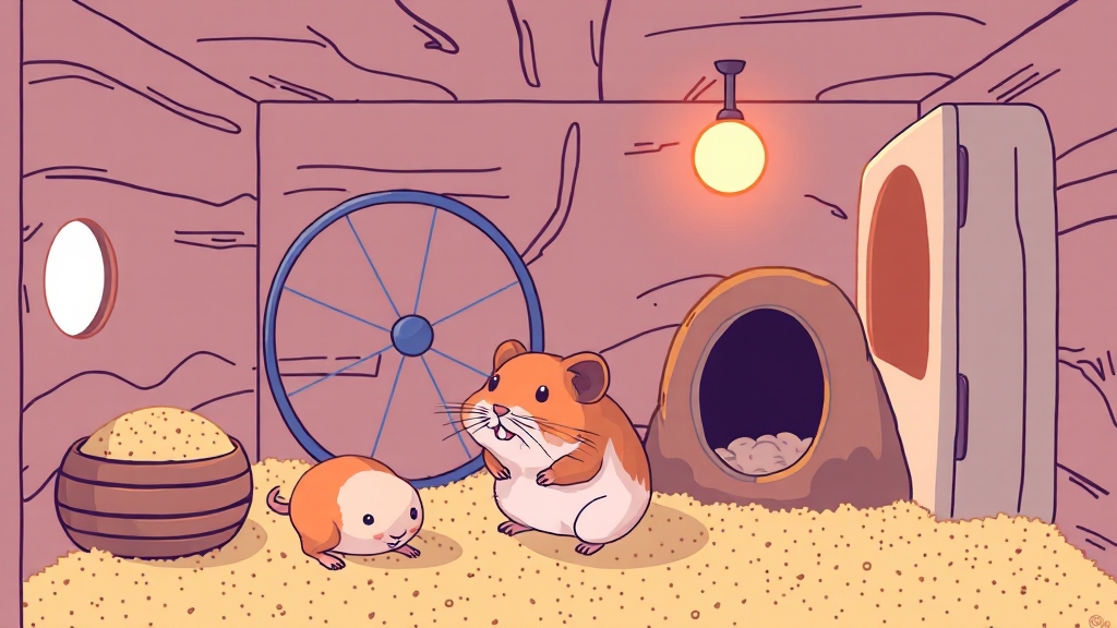 햄스터 집 환경 조성 (illustration 스타일)