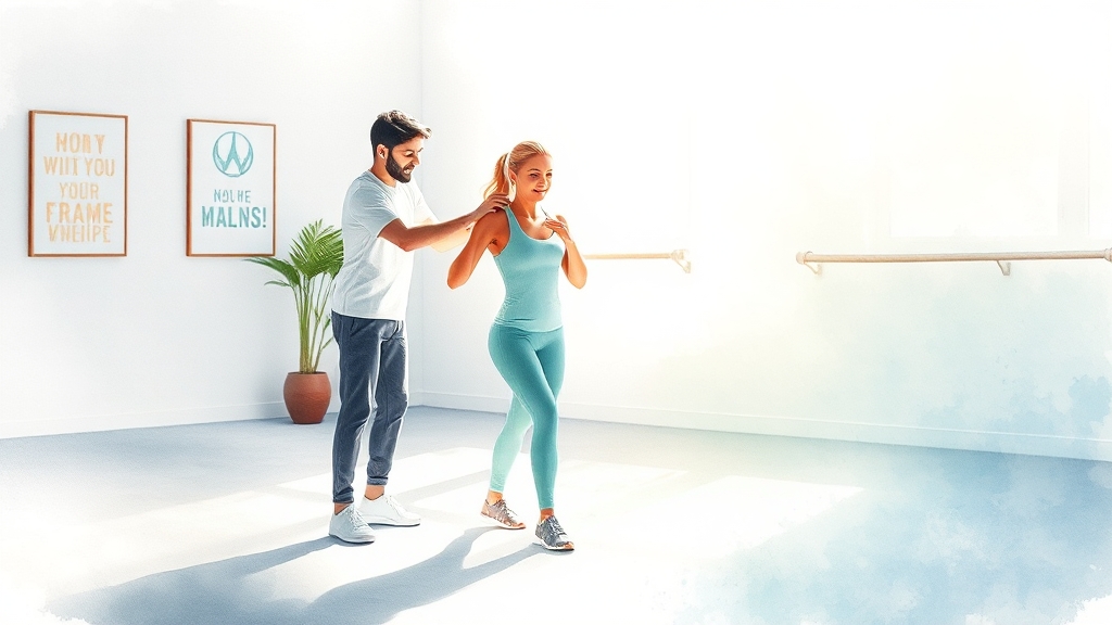 물리치료와 운동 요법 (watercolor 스타일)