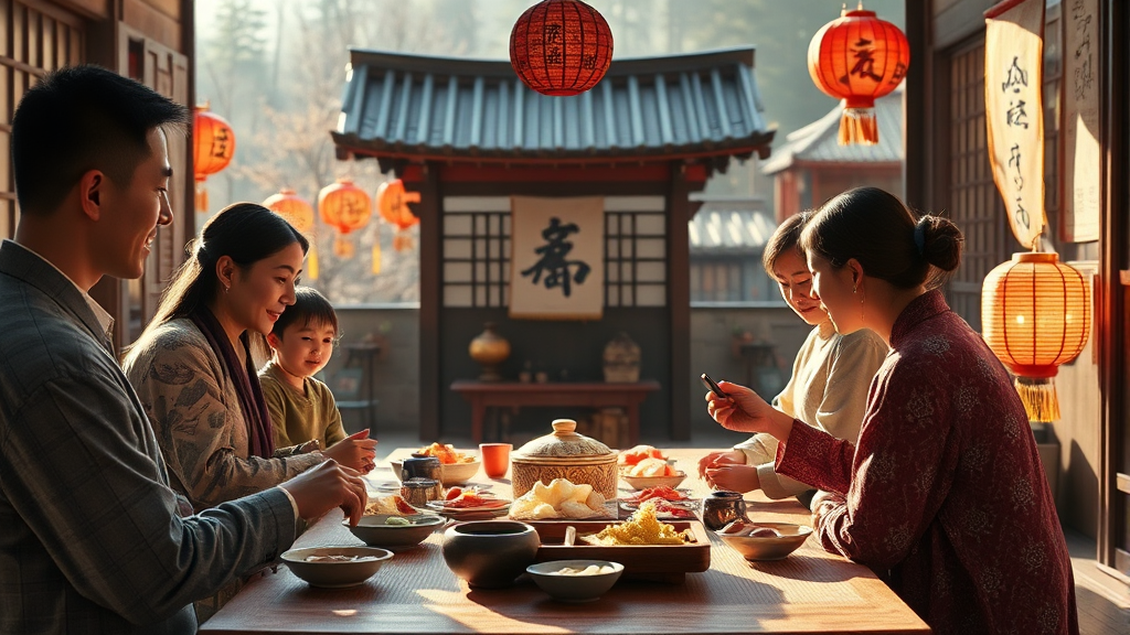 설 차례상의 의미와 중요성 (realistic 스타일)