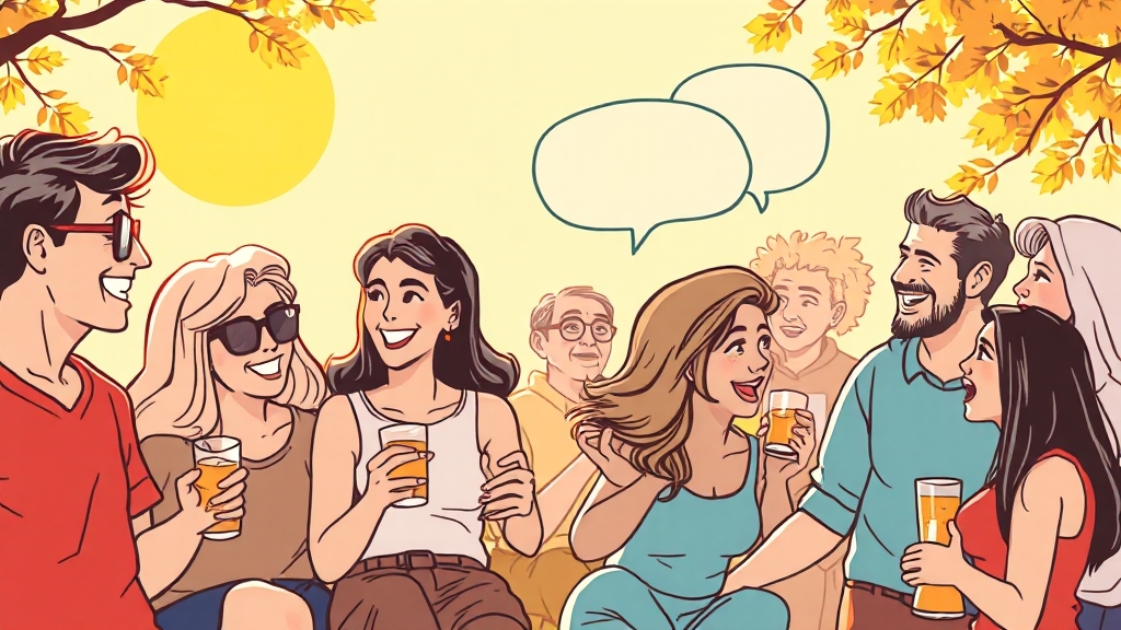 사회적 지지: 주변 사람들과의 소통 (cartoon 스타일)