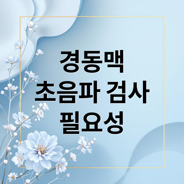 경동맥
초음파 검사
필요성 (경동맥초음파 검사 비용 병원)