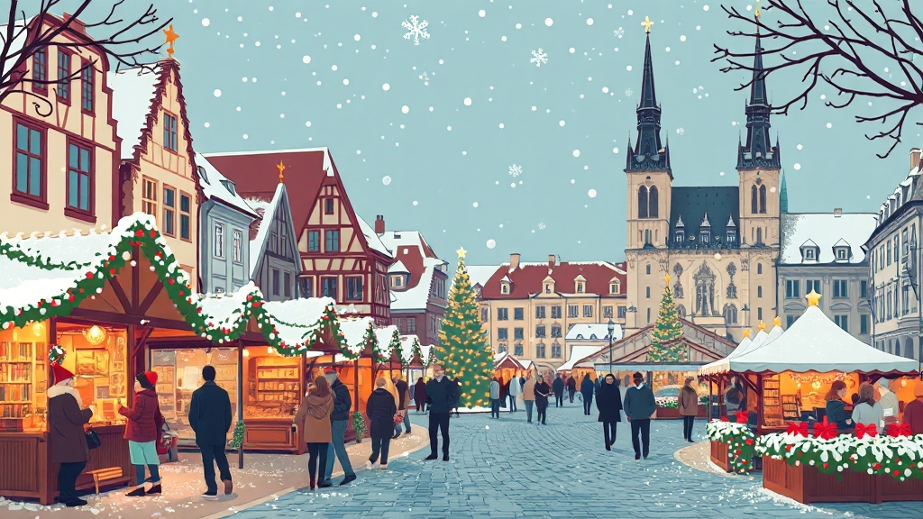 꿈결 같은 유럽 크리스마스 마켓 (illustration 스타일)