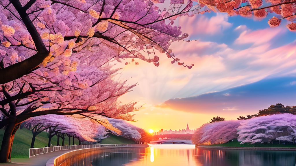 서울의 대표적인 벚꽃 명소 5곳 (realistic 스타일)