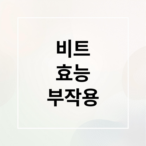 비트
효능
부작용 (비트 효능 부작용)