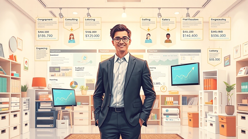 취업 분야 및 연봉 정보 (illustration 스타일)