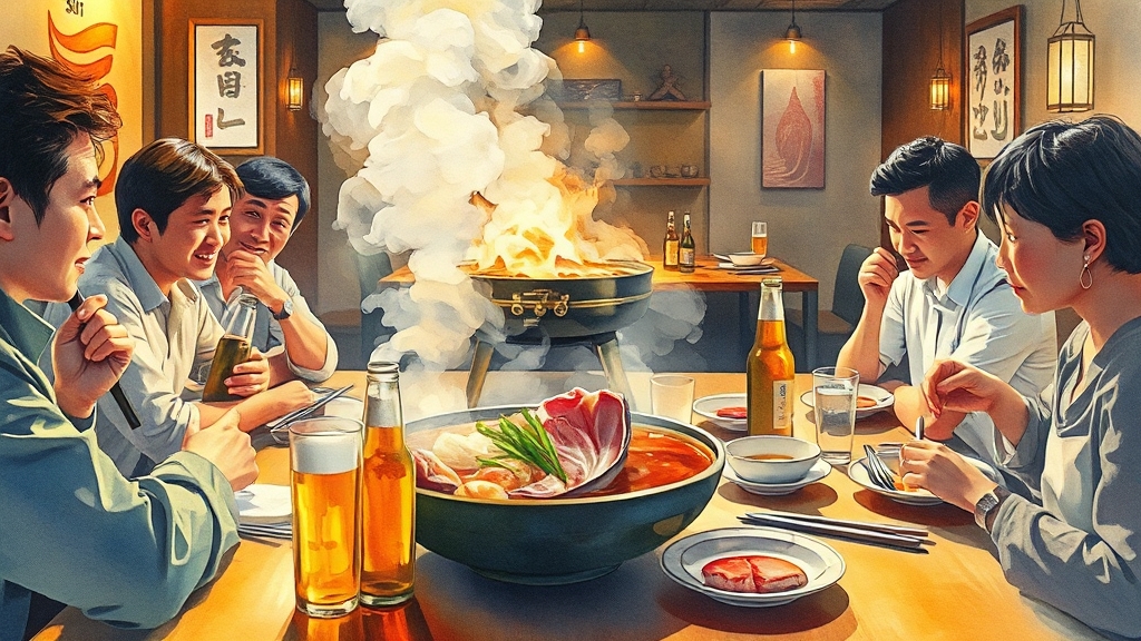 하카타 인기 야키니쿠 맛집 (watercolor 스타일)