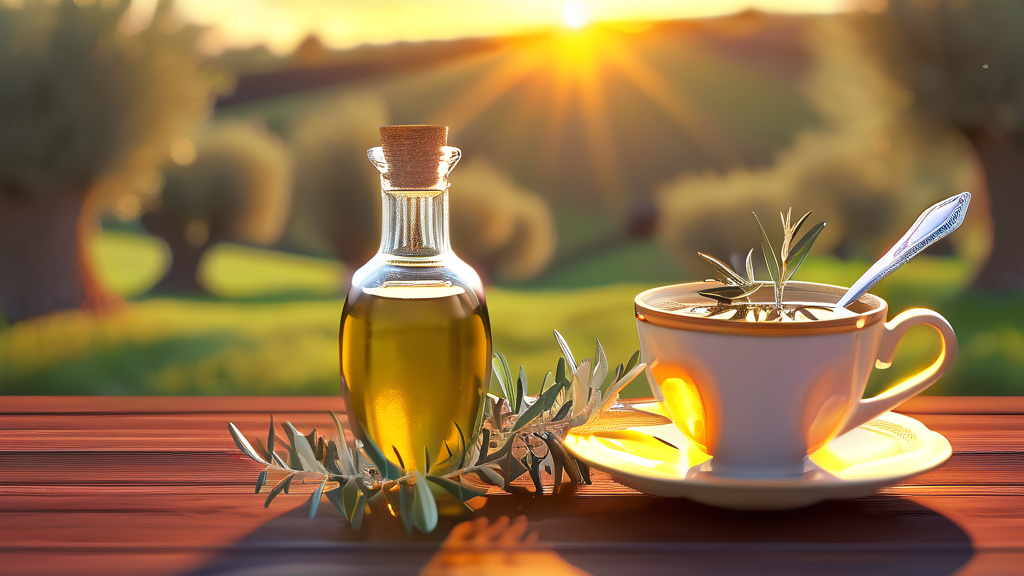 공복 올리브유의 놀라운 건강 효능 (realistic 스타일)