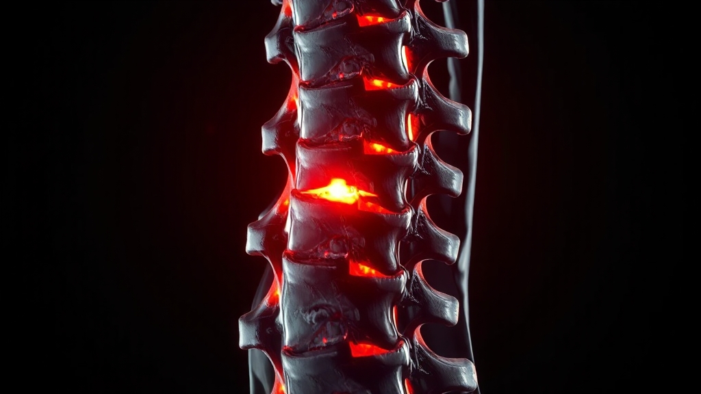 척추관 협착증 원인과 증상 (realistic 스타일)