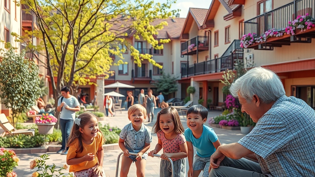 커뮤니티 시설 및 내부 설계 (realistic 스타일)