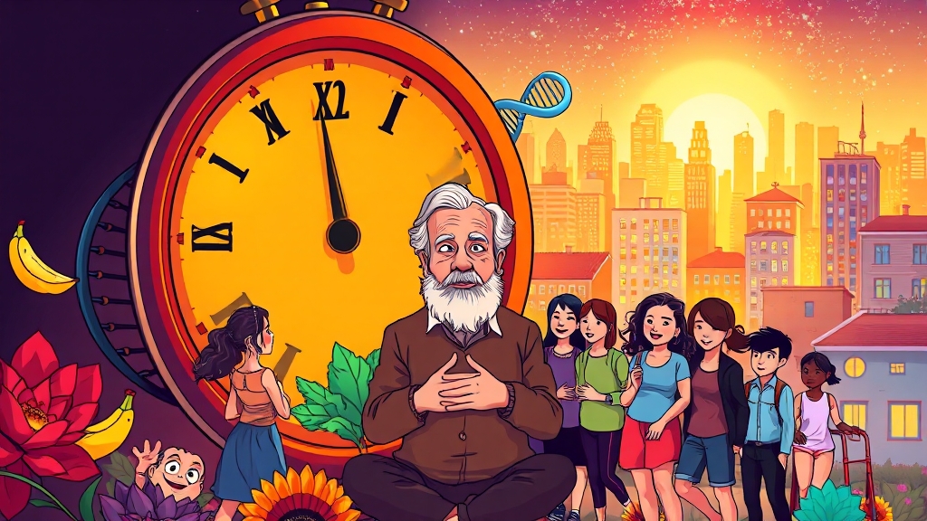 노화와 에피제네틱스의 연관성 (cartoon 스타일)