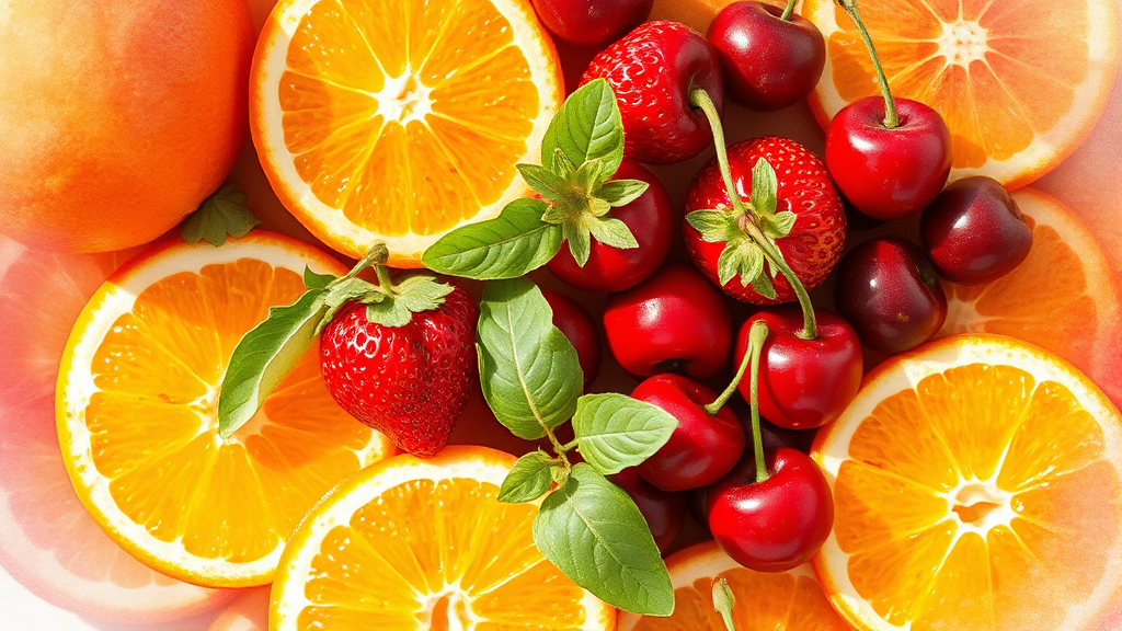 비염 완화 과일 (watercolor 스타일)