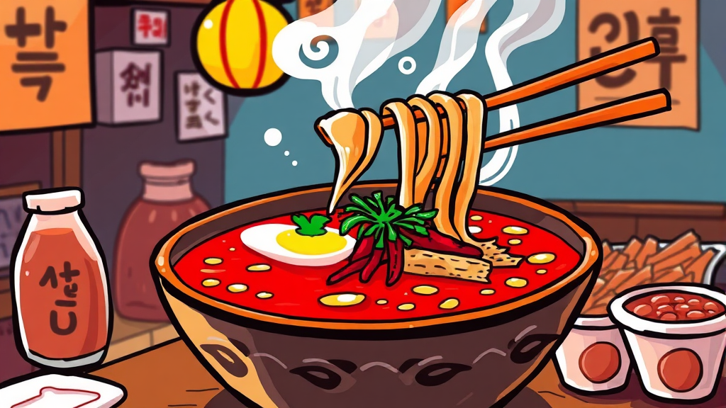 라면 메뉴 집중 탐구 (cartoon 스타일)