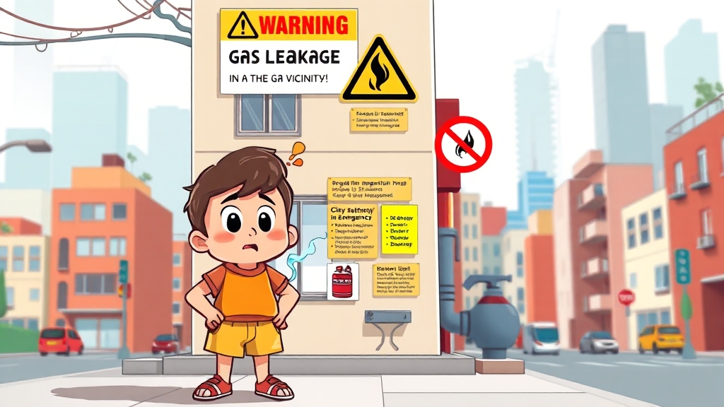 도시가스 사용 시 안전 수칙 (cartoon 스타일)
